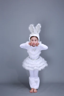 Детски сладък костюм на заек, танцово рокля за възрастни момичета рокля за cosplay със заек, 100-160 см (S-3XL)