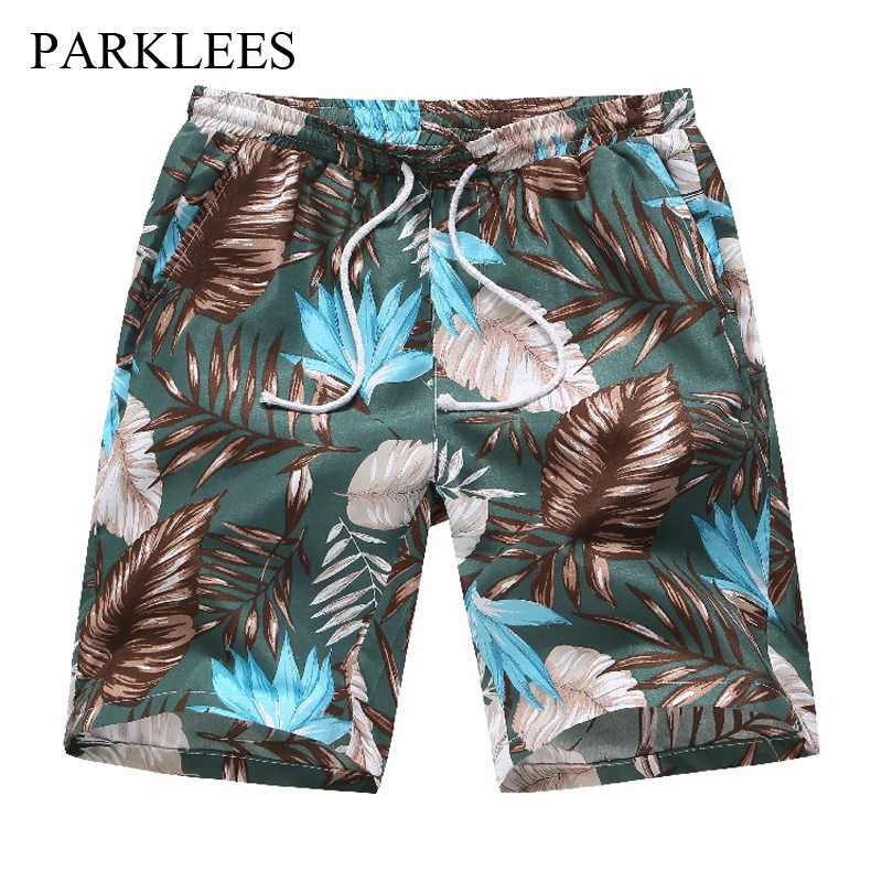 Parklees Хавайски Шорти С Принтом Палмови Листа 2022 Лятото Дишащи бързо съхнещи Къси Панталони за всеки ден Плажни Шорти На съвсем малък, За да Сърфирате 4XL
