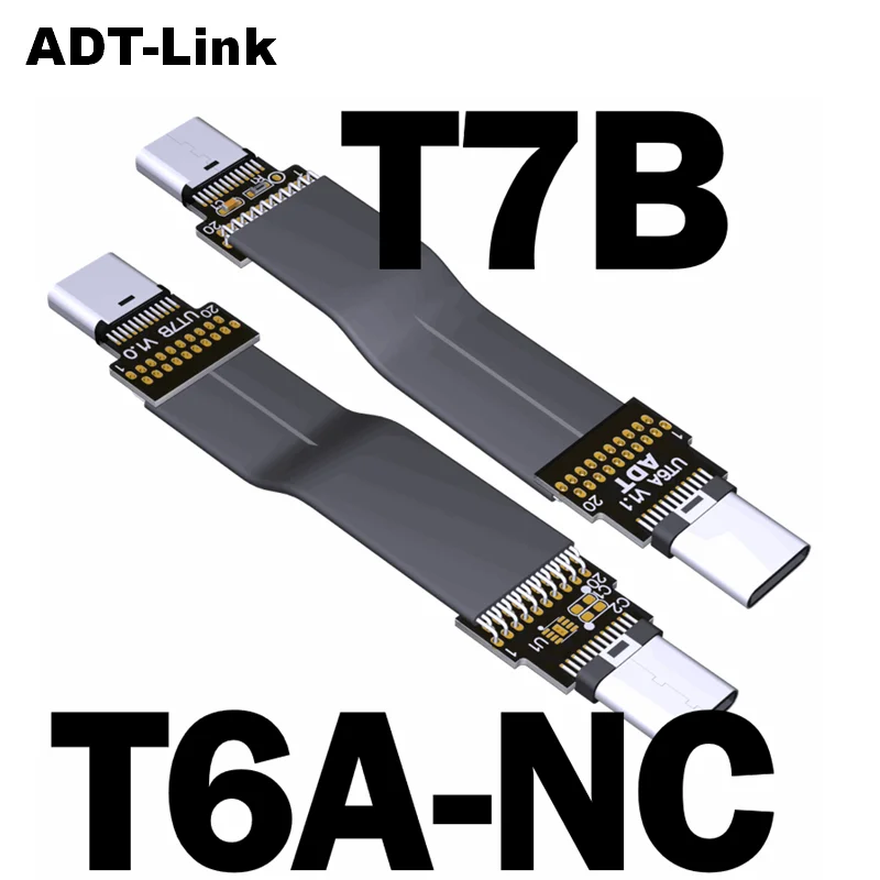 Плосък кабел USB 3.2 Type C / ADT-Link Плосък кабел USB 3.2 Type C - Type C За GPS-навигатор, ROCK 4 Pi Raspberry Pi
