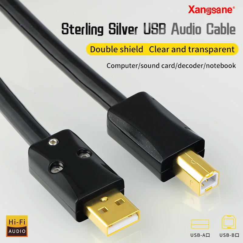 Xangsane 4n сребро Hi-Fi USB кабел a-b актуализация декодер кабел за предаване на данни КПР/CD смесител за прехвърляне на кабели силно резолюция