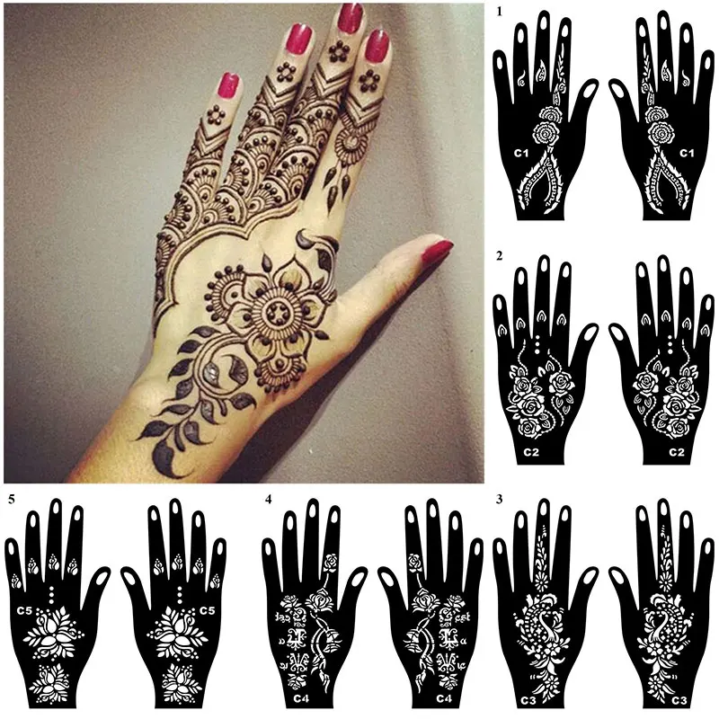 Шаблони За Татуировка С Къна Самозалепващи Ръчно Татуировка Шаблонът Индия Цвете Боди Арт Боя Сватбен Грим Инструменти За Женската Красота