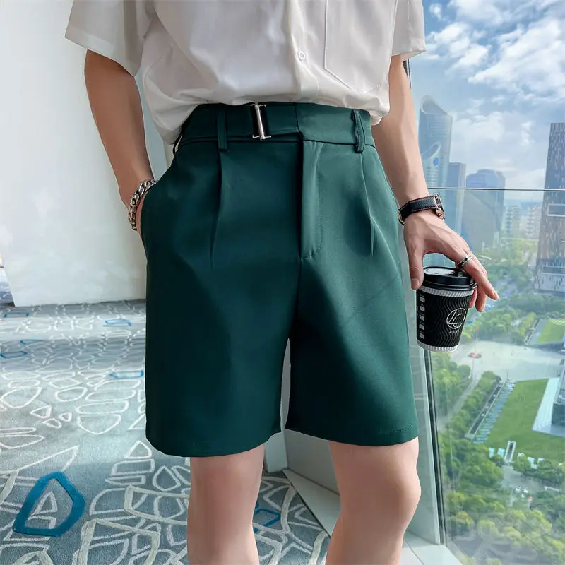 2022 Корейски Стил Годишният Директен Костюм, къси Панталони За Мъже, Облекло Проста Приталенная Бизнес Официалната Облекло Дишаща Къс Homme S-3XL