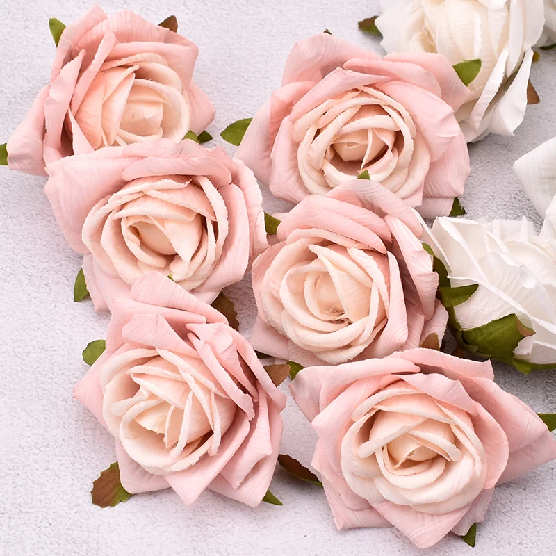 30шт 8 см, Изкуствена бяла Роза от Копринени Цветни Глави За сватбени Декорации DIY Венец Подарък Кутия Scrapbooking Занаят, Фалшиви Цветя