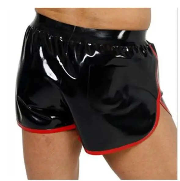 Безплатна доставка!!! Мъжки Черни с червени латексными къси панталони уникален стил, поръчкови